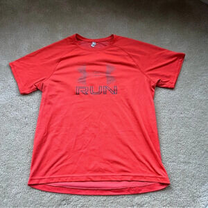 Under Armour Run HeatGear Men’s Fitted Active Orange T-Shirt - Size L - EUC